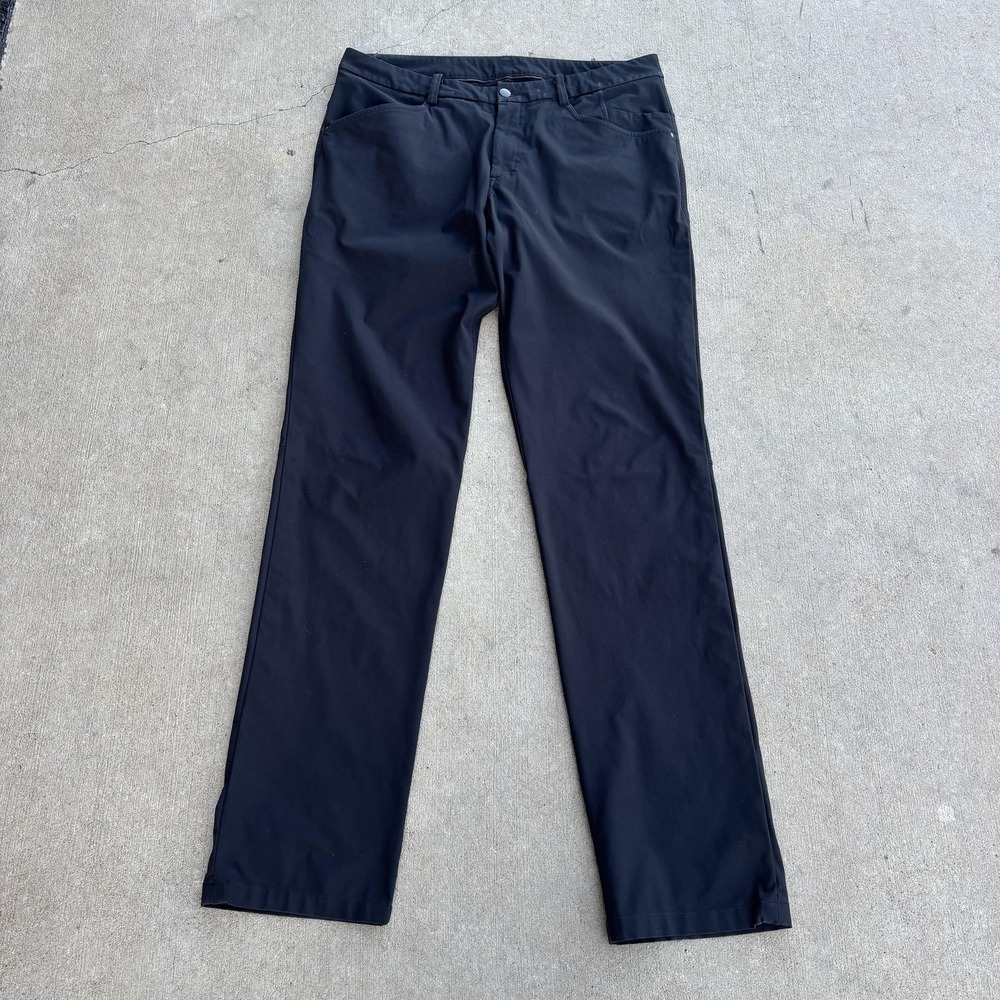 Lululemon Pants Mens 34x36 Black Slim Fit Microfiber Chino Travel Casual Pockets - Picture 3 of 12